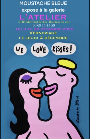 Exposition Moustache Bleue – L&rsquo;atelier Beaulieu-sur-Mer dans l'agenda de Beaulieu-sur-Mer (Photo)