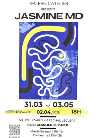 Exposition JASMINE MD – L&rsquo;Atelier Beaulieu-sur-Mer dans l'agenda de Beaulieu-sur-Mer (Photo)