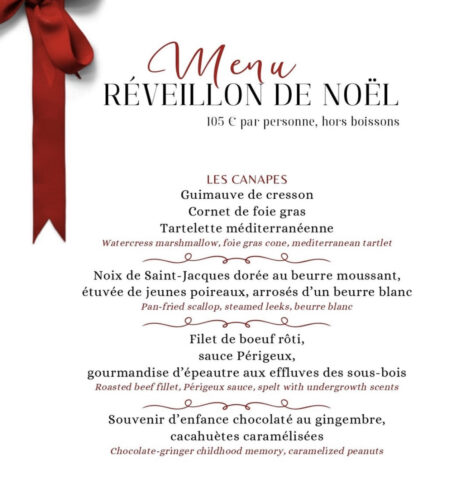 Menu réveillon de noël 2024 – La Table de la Réserve – Beaulieu-sur-Mer dans l'agenda de Beaulieu-sur-Mer (Photo)